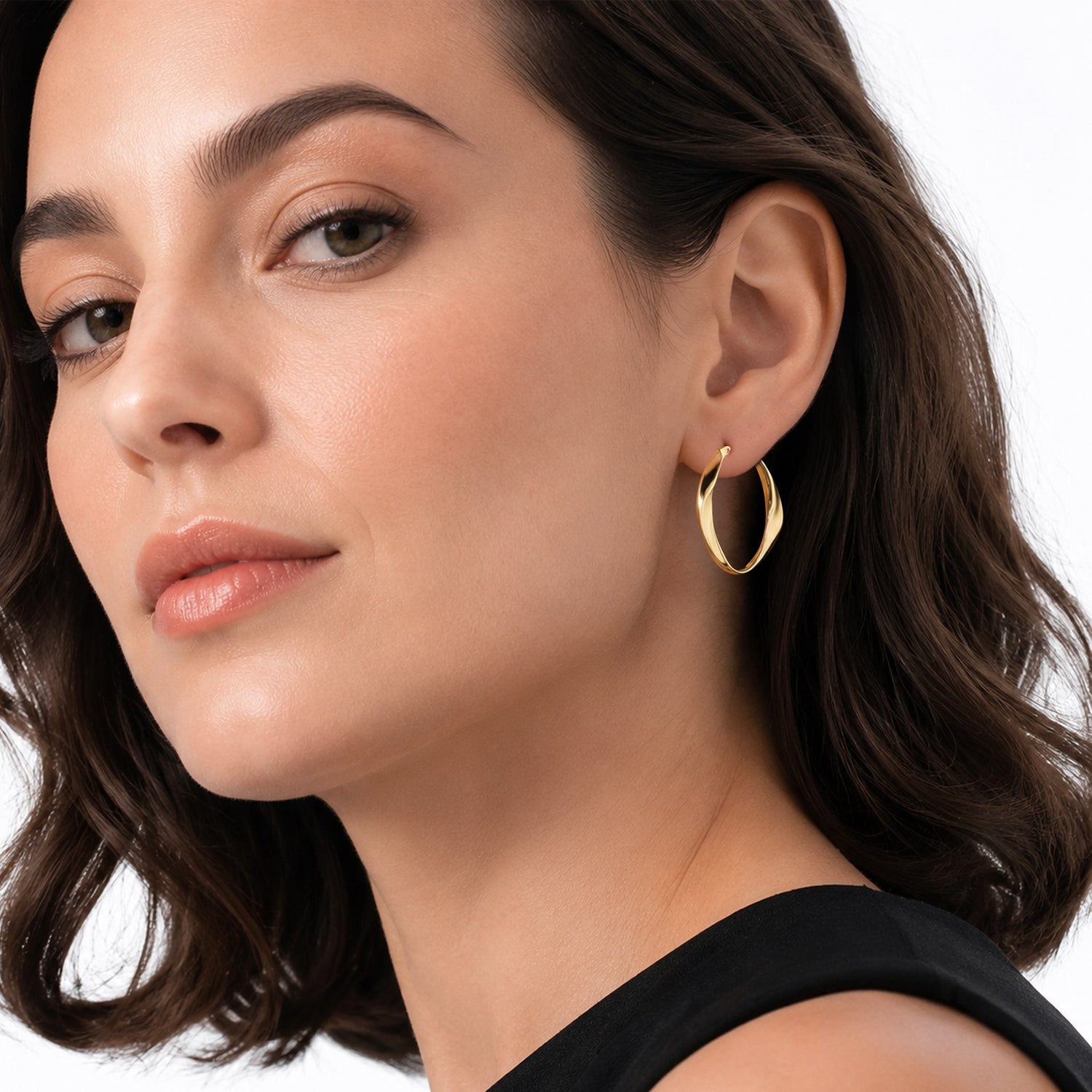 9ct Yellow Gold Polished Loose Wavy Oval Hoop Earrings