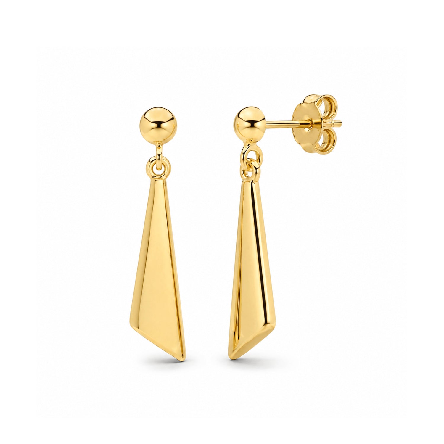 9ct Yellow Gold Polished Triangular Drop Earrings