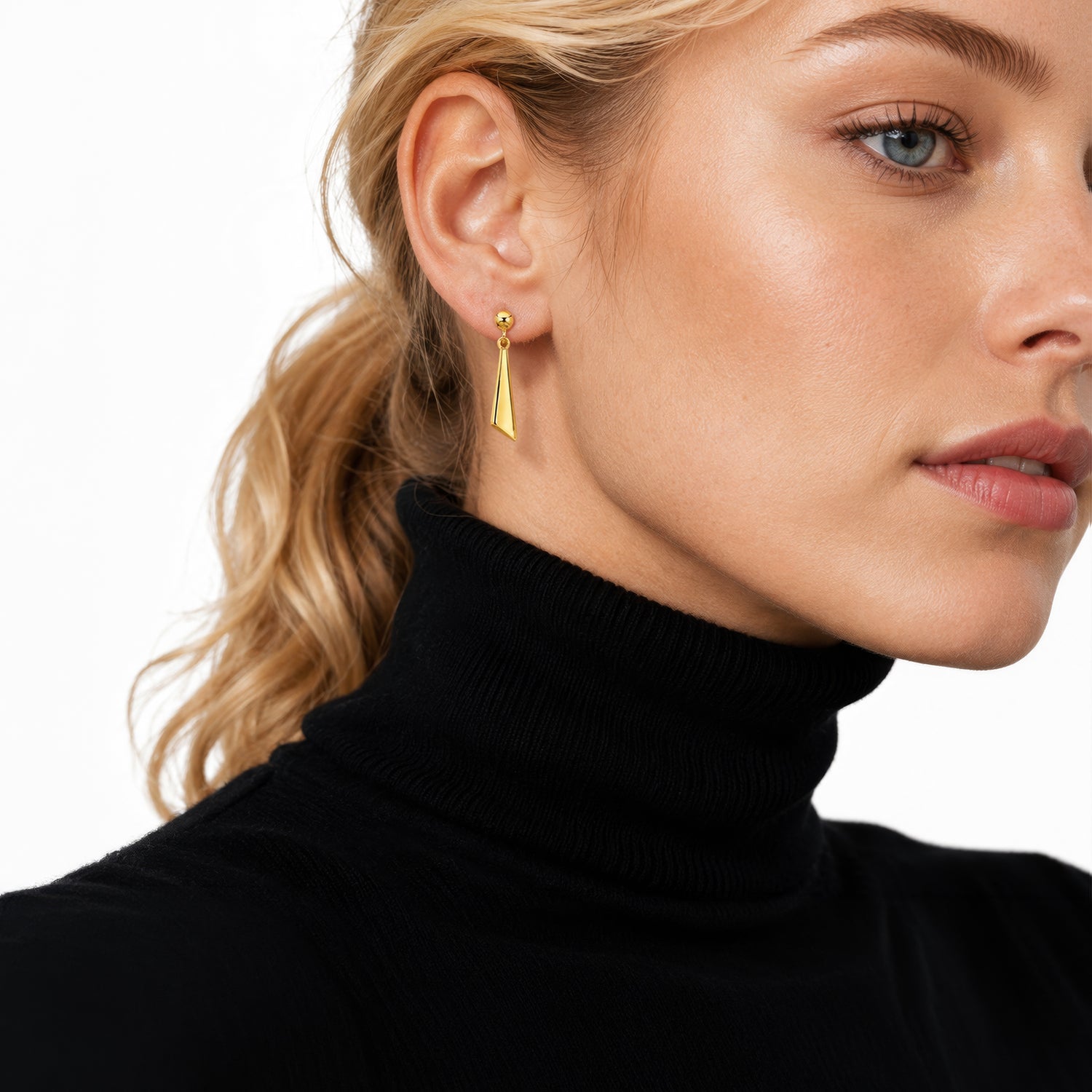 9ct Yellow Gold Polished Triangular Drop Earrings