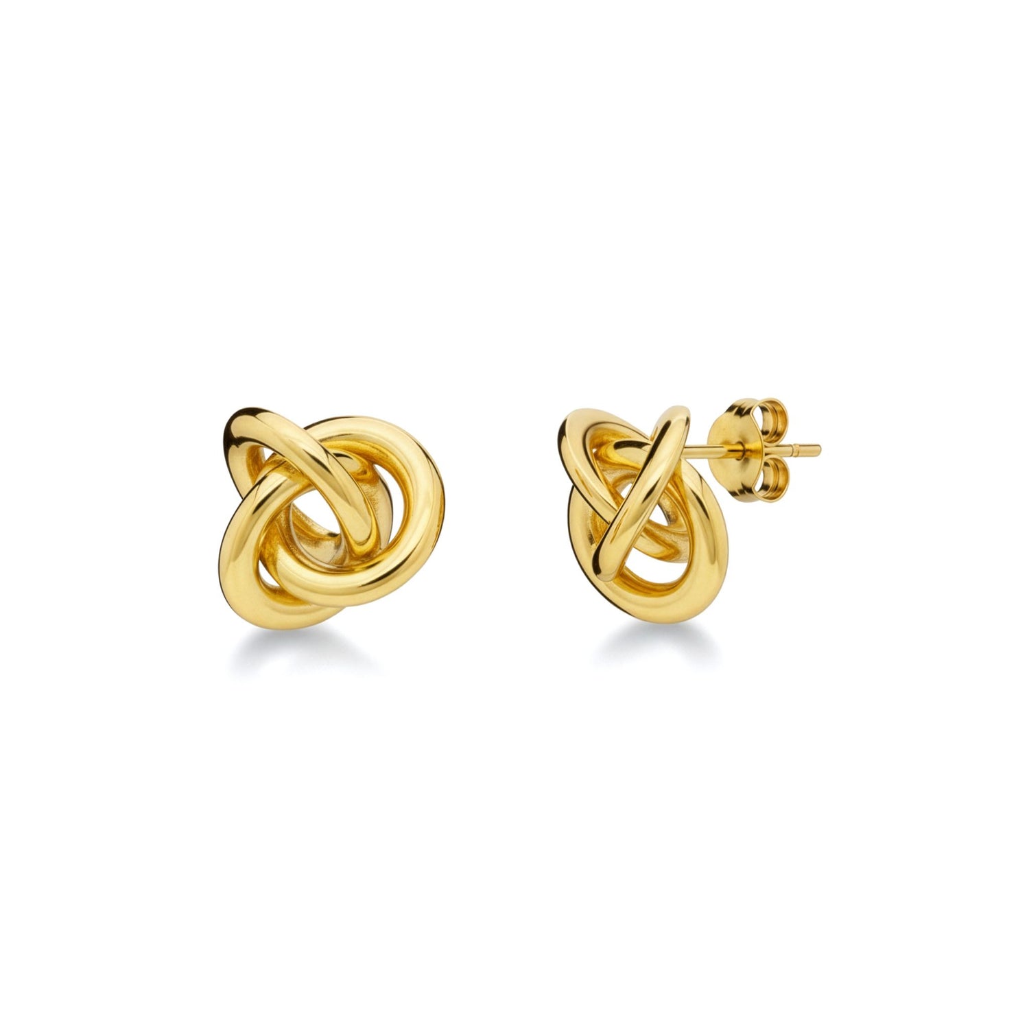 9ct Yellow Gold Polished 3-Strand Open Knot Stud Earrings — 12mm