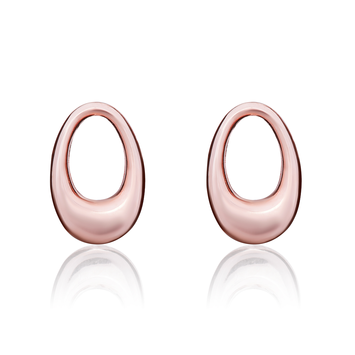 9ct Rose Gold Open Oval Stud Earrings