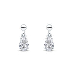 9ct White Gold Pear Shaped Cubic Zirconia CZ Claw Drop Earrings — 6x4mm