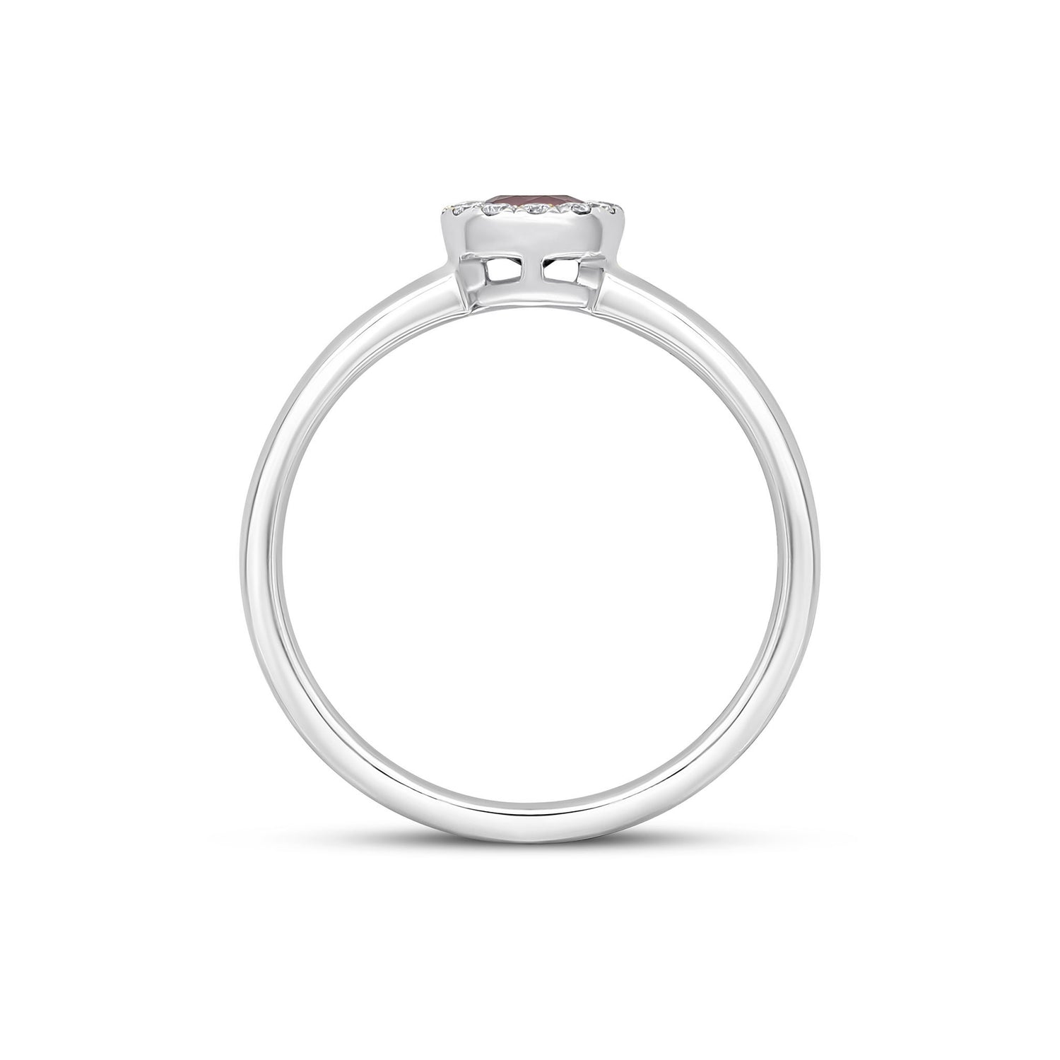 18ct White Gold Round Natural Ruby and Diamond Halo Cluster Ring — 4mm