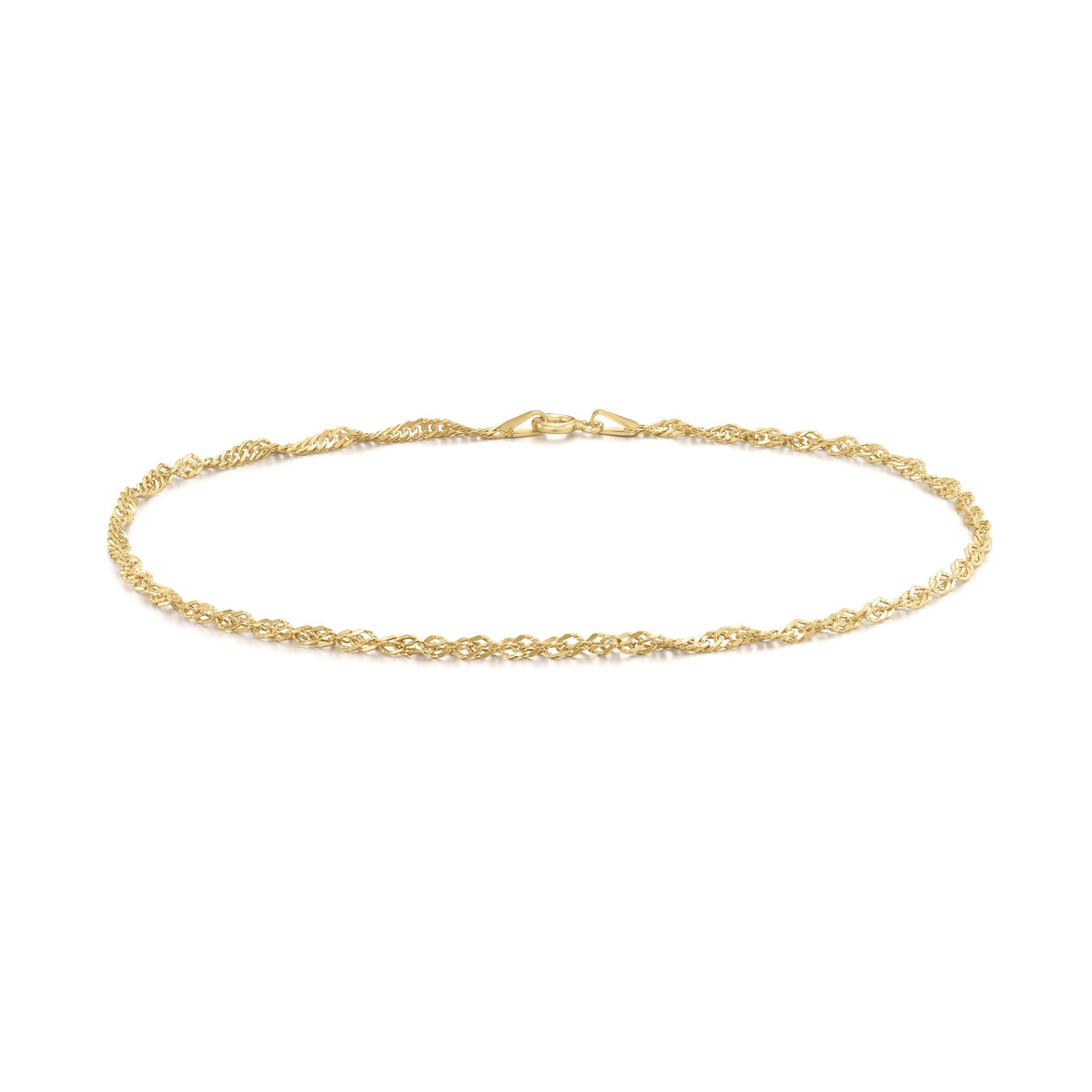 9ct Yellow Gold Singapore Chain Anklet — 2.3mm