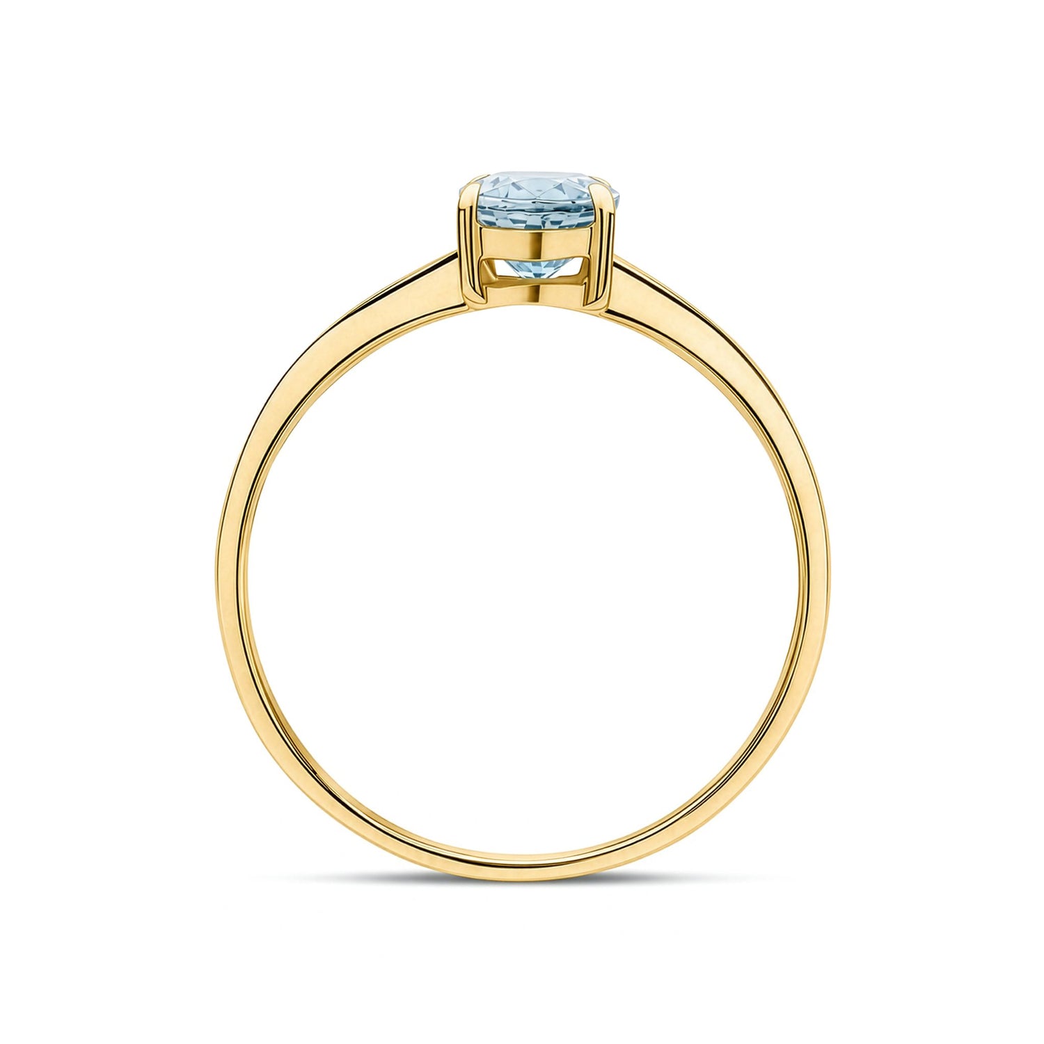 9ct Yellow Gold Oval Natural Aquamarine Claw Ring — 7x5mm