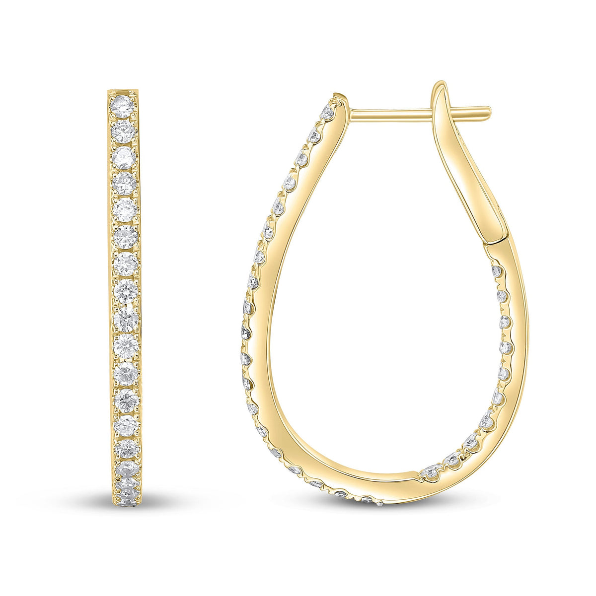 18ct Yellow Gold Natural Diamond Horseshoe Hoop Earrings