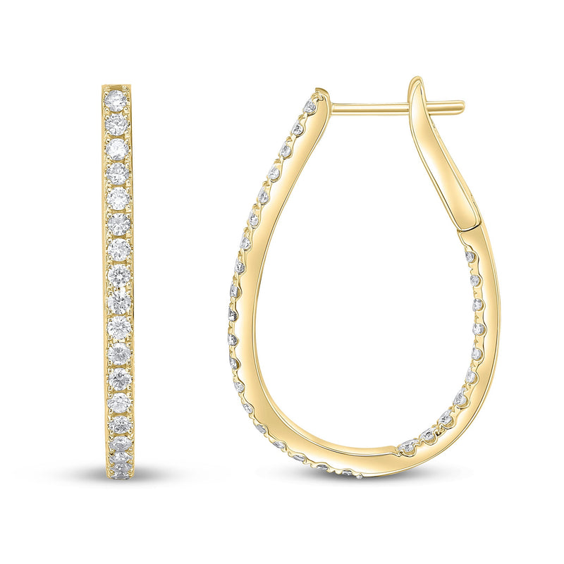 18ct Yellow Gold Natural Diamond Horseshoe Hoop Earrings