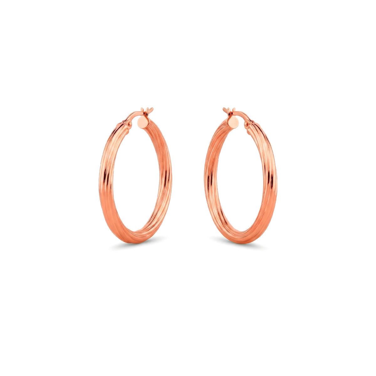 9ct Rose Gold Twist Hoop Earrings — 31mm