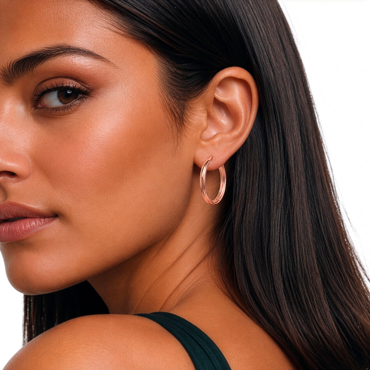 9ct Rose Gold Twist Hoop Earrings — 31mm