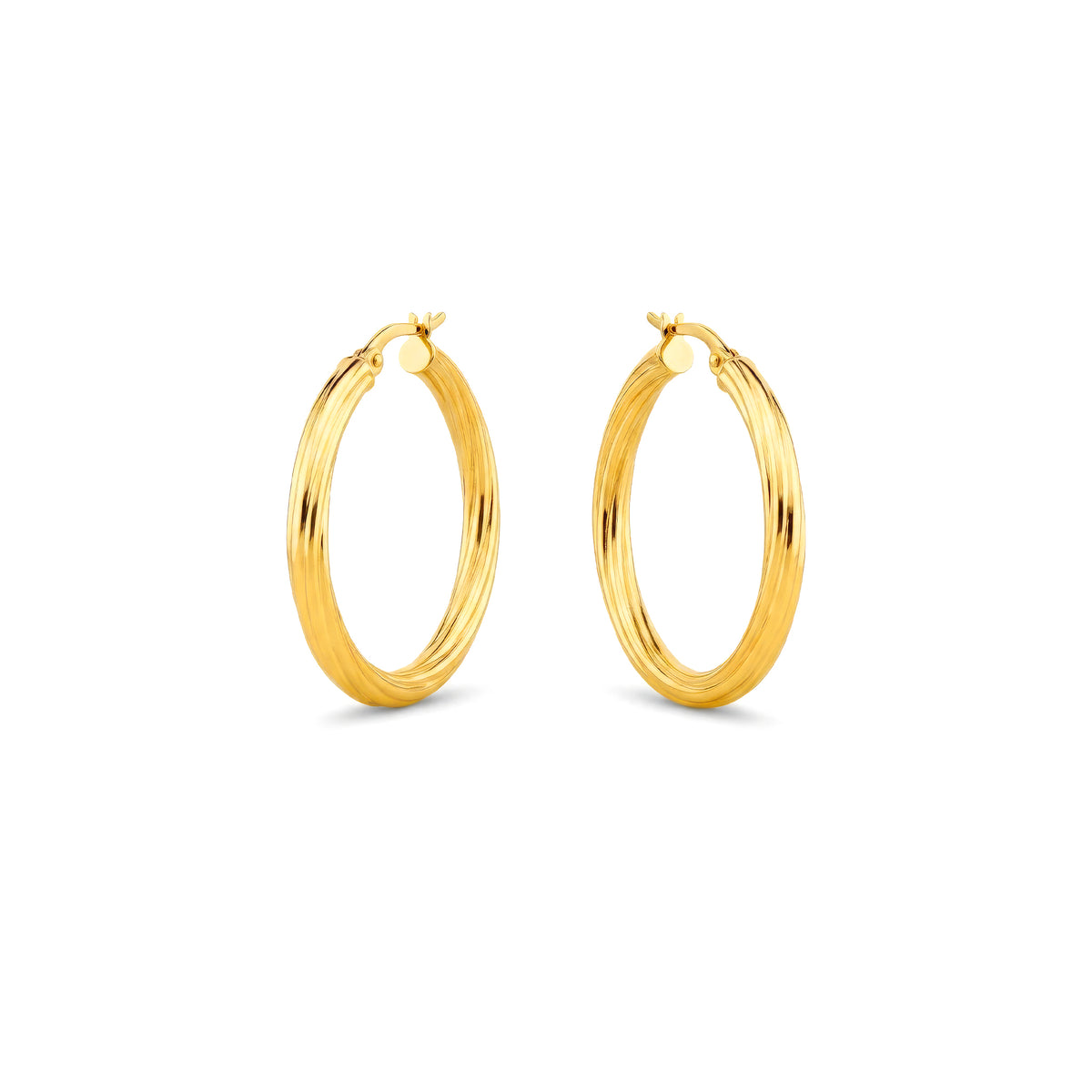 9ct Yellow Gold Twist Hoop Earrings — 31mm
