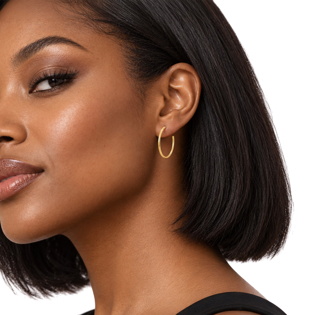 9ct Gold Square Tube Hoop Earrings with Peg and Scroll Fittings — 32mm