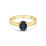 9ct Yellow Gold Oval Natural Sapphire Claw Single Stone Ring — 7x5mm