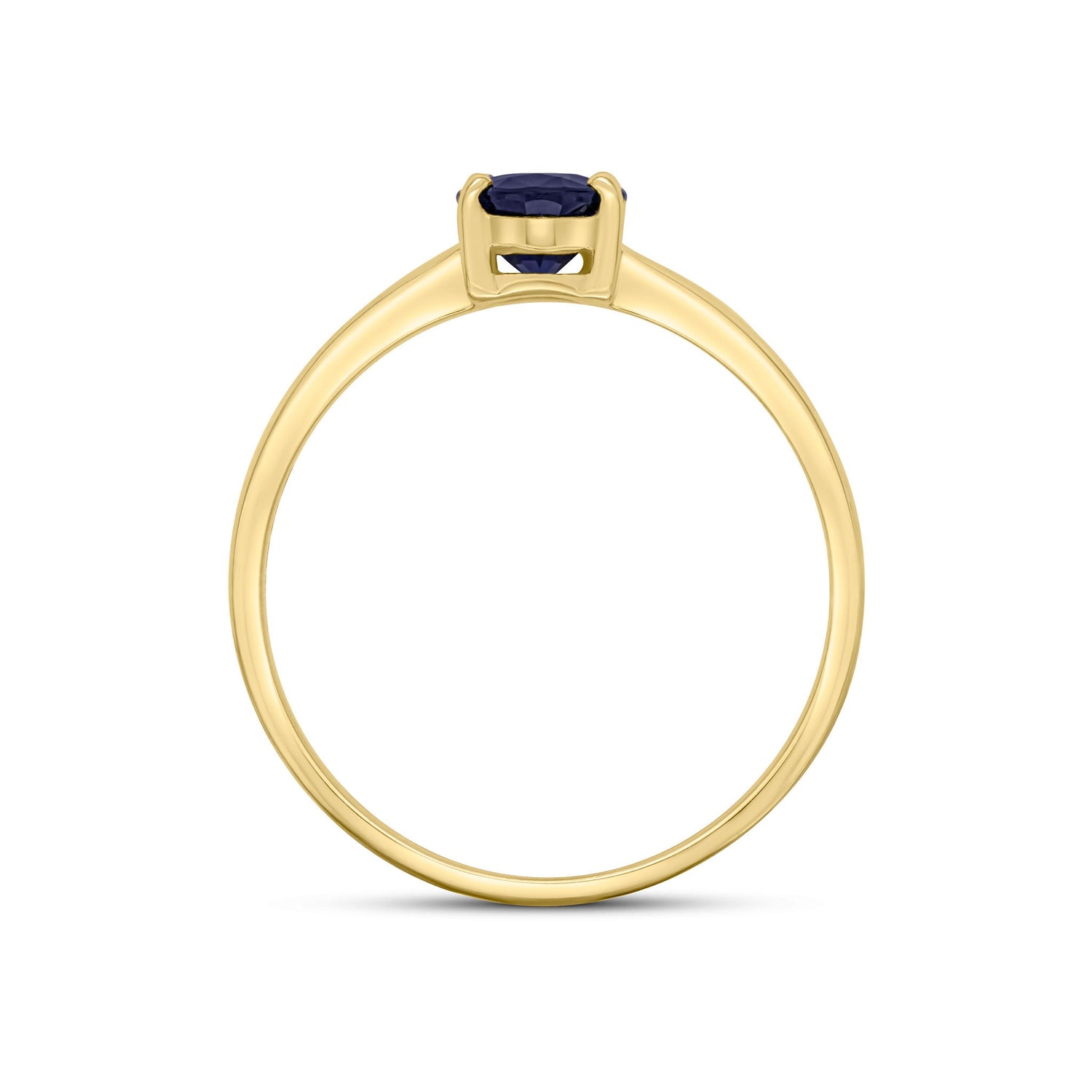 9ct Yellow Gold Oval Natural Sapphire Claw Set Single Stone Ring — 7x5mm