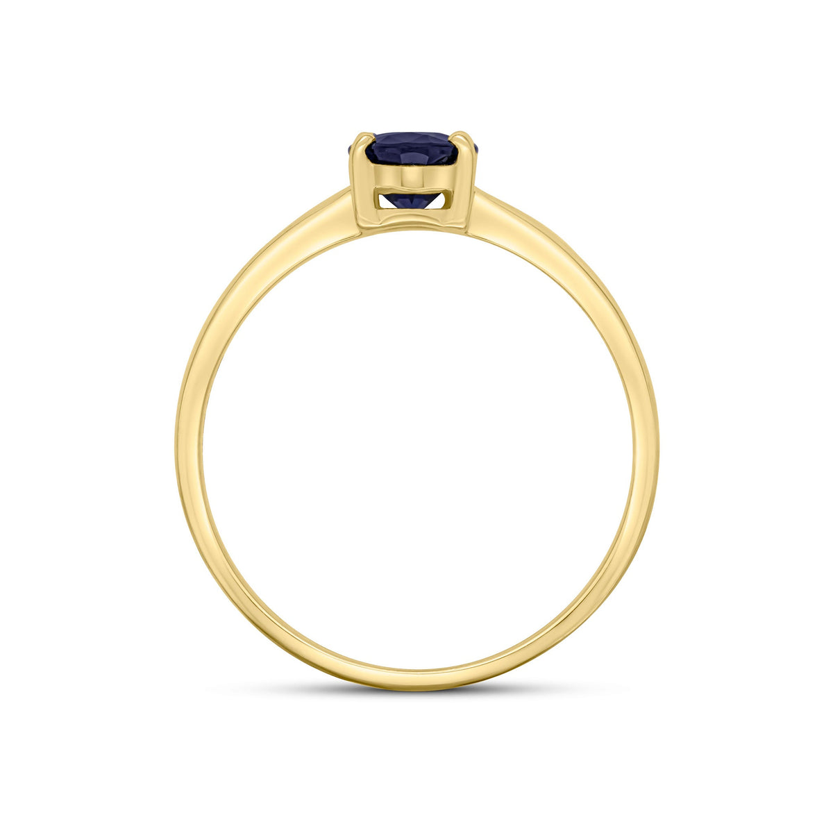 9ct Yellow Gold Oval Natural Sapphire Claw Single Stone Ring — 7x5mm