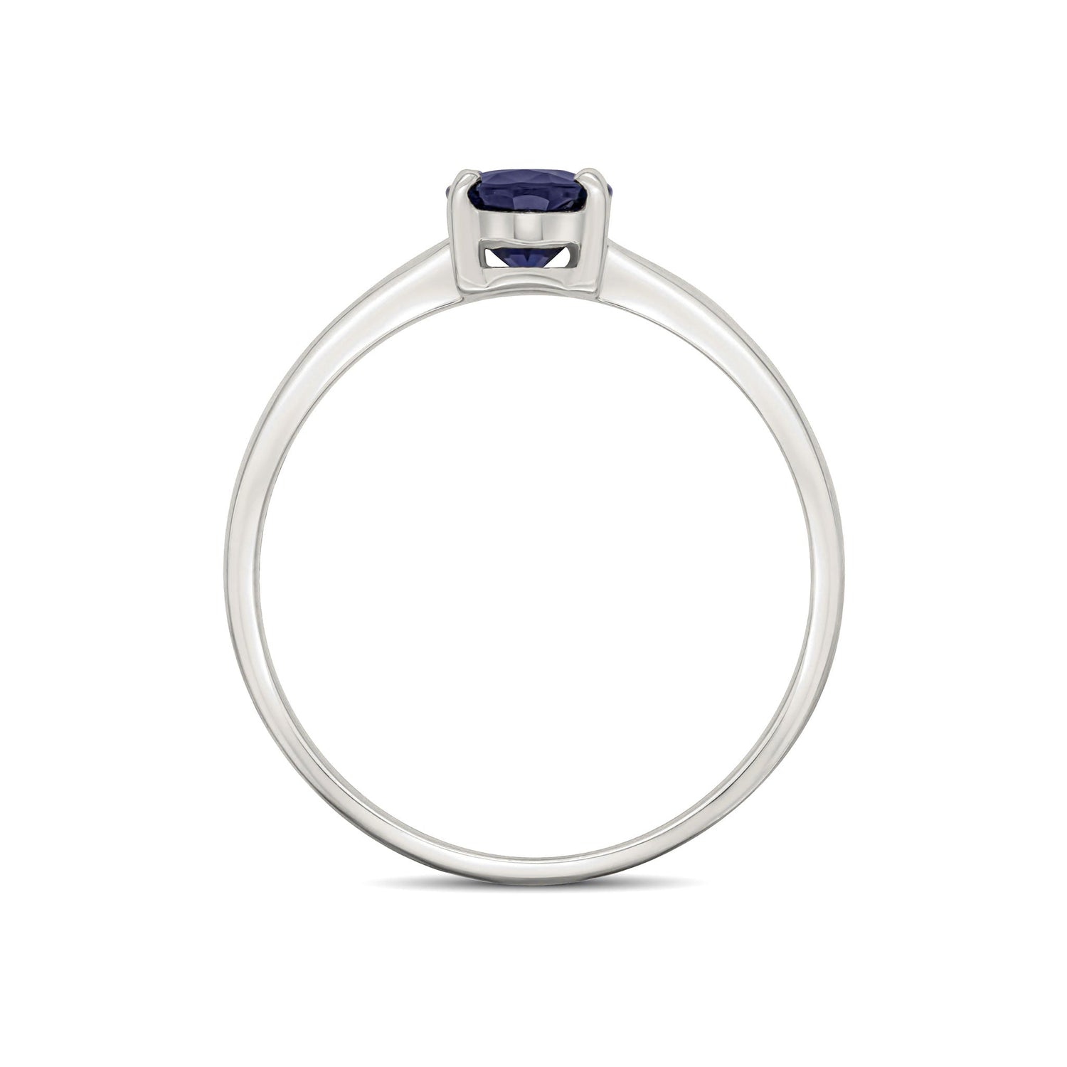 9ct White Gold Oval Natural Sapphire Claw Set Single Stone Ring — 7x5mm