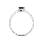 9ct White Gold Oval Natural Sapphire Claw Single Stone Ring — 7x5mm