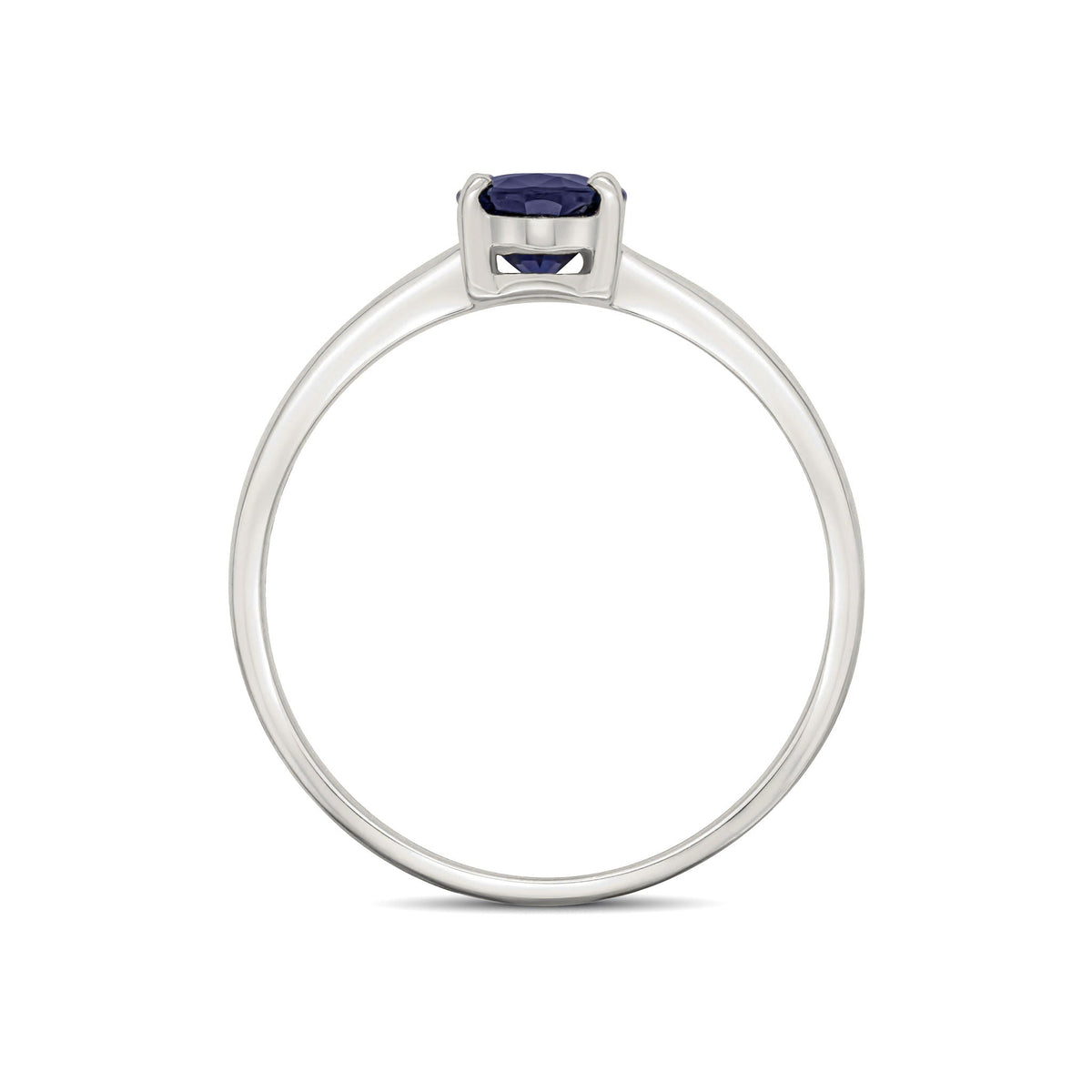 9ct White Gold Oval Natural Sapphire Claw Single Stone Ring — 7x5mm