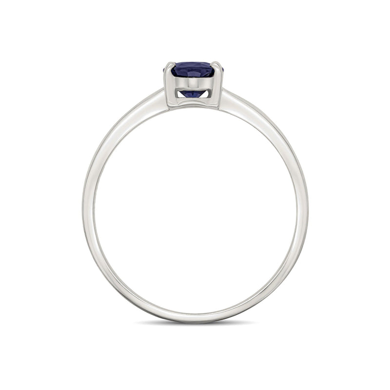 9ct White Gold Oval Natural Sapphire Claw Single Stone Ring — 7x5mm