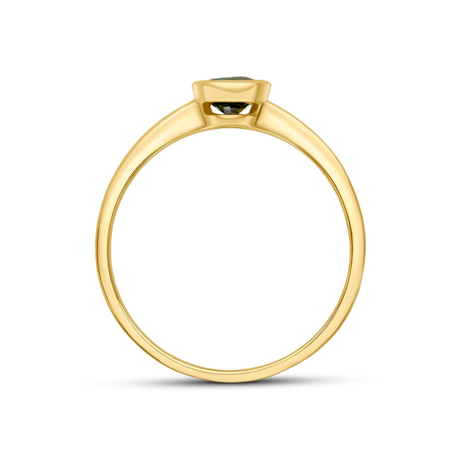 9ct Yellow Gold Round Natural Sapphire Rubover Single Stone Ring — 5mm
