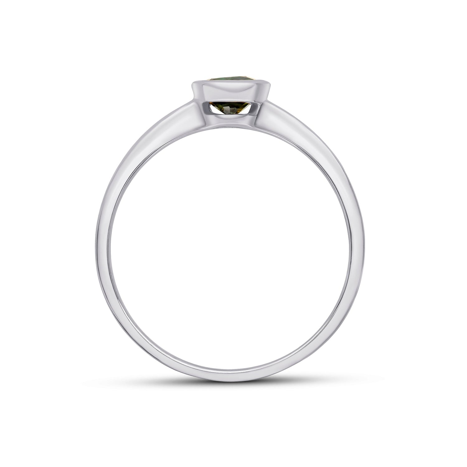9ct White Gold Round Natural Sapphire Rubover Single Stone Ring — 5mm
