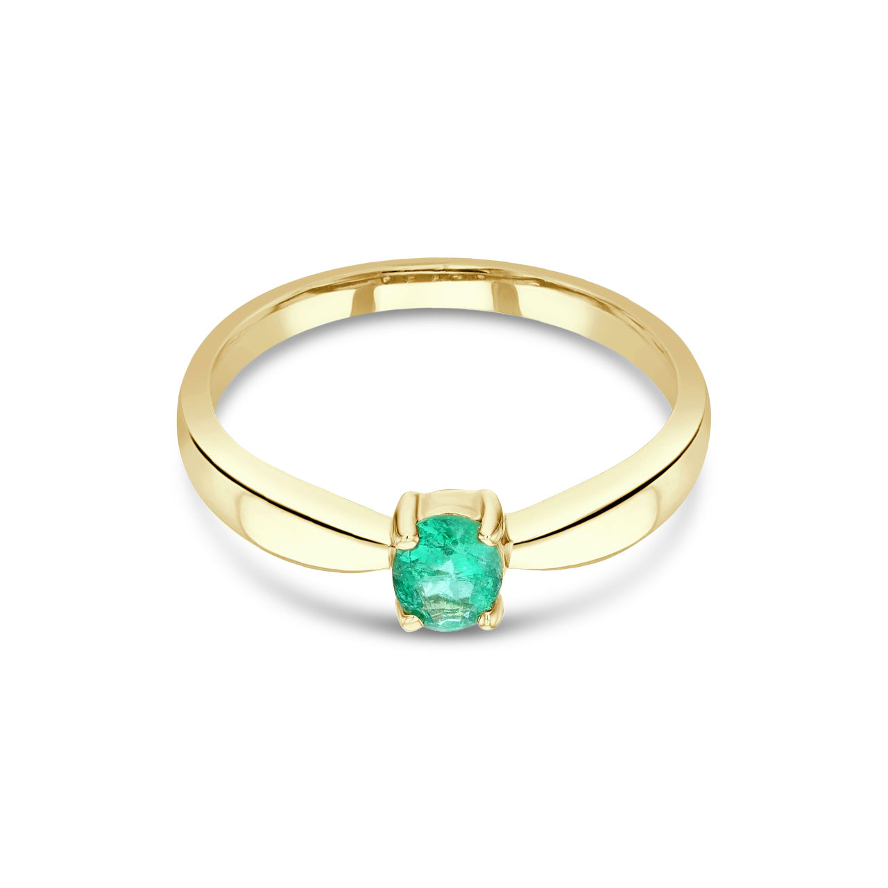 9ct Yellow Gold Oval Natural Emerald Single Stone Claw Ring — 5x4mm