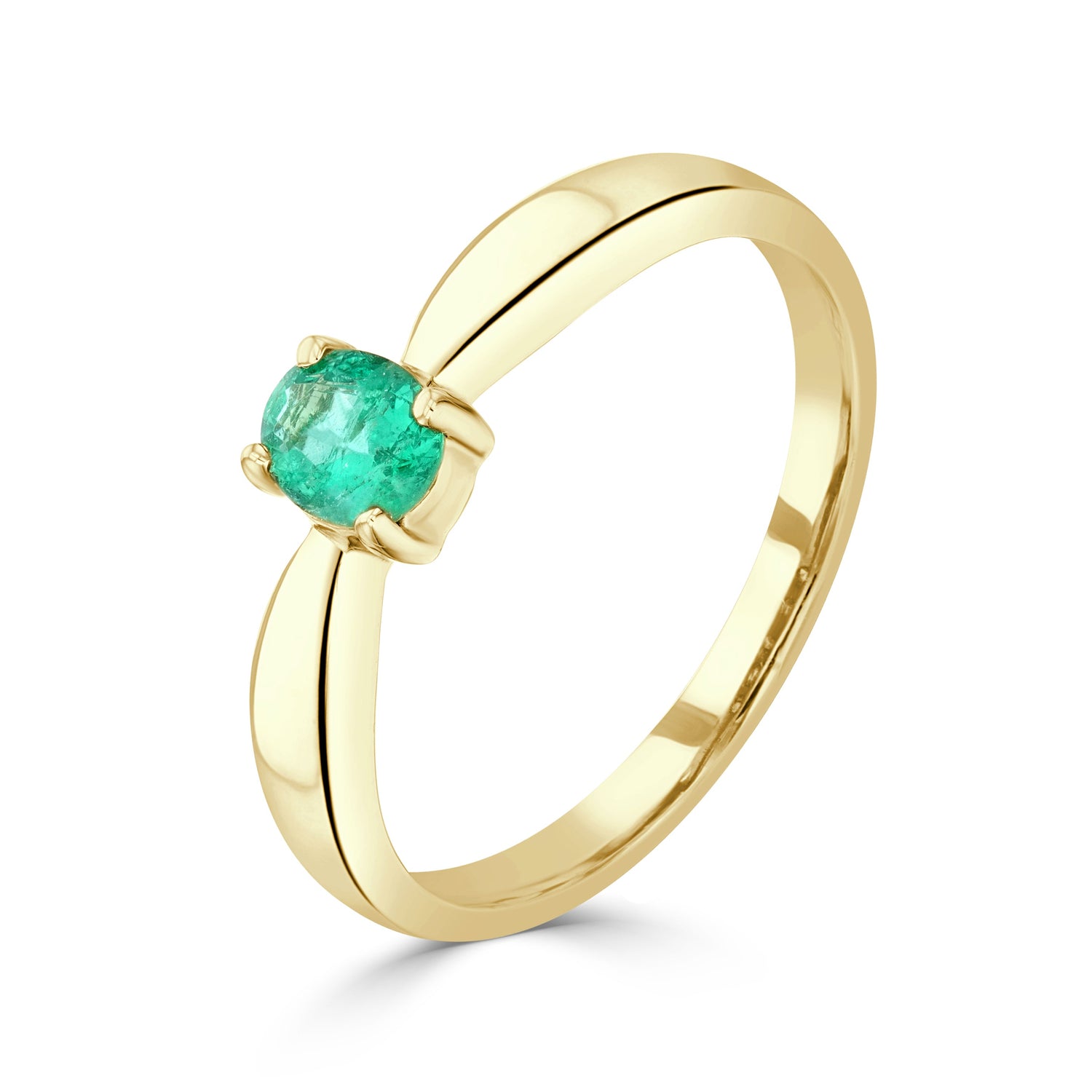 9ct Yellow Gold Oval Emerald Single Stone Claw Ring — 5x4mm