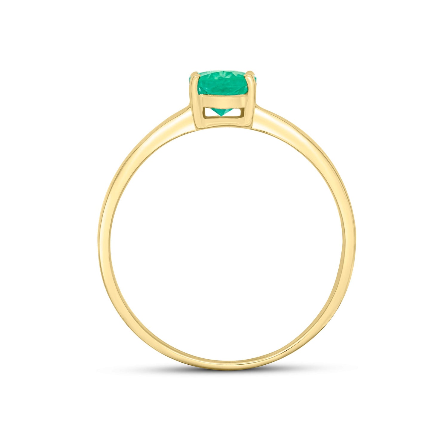 9ct Yellow Gold Oval Natural Emerald Claw Set Single Stone Ring — 7x5mm