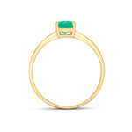 9ct Yellow Gold Oval Natural Emerald Claw Single Stone Ring — 7x5mm