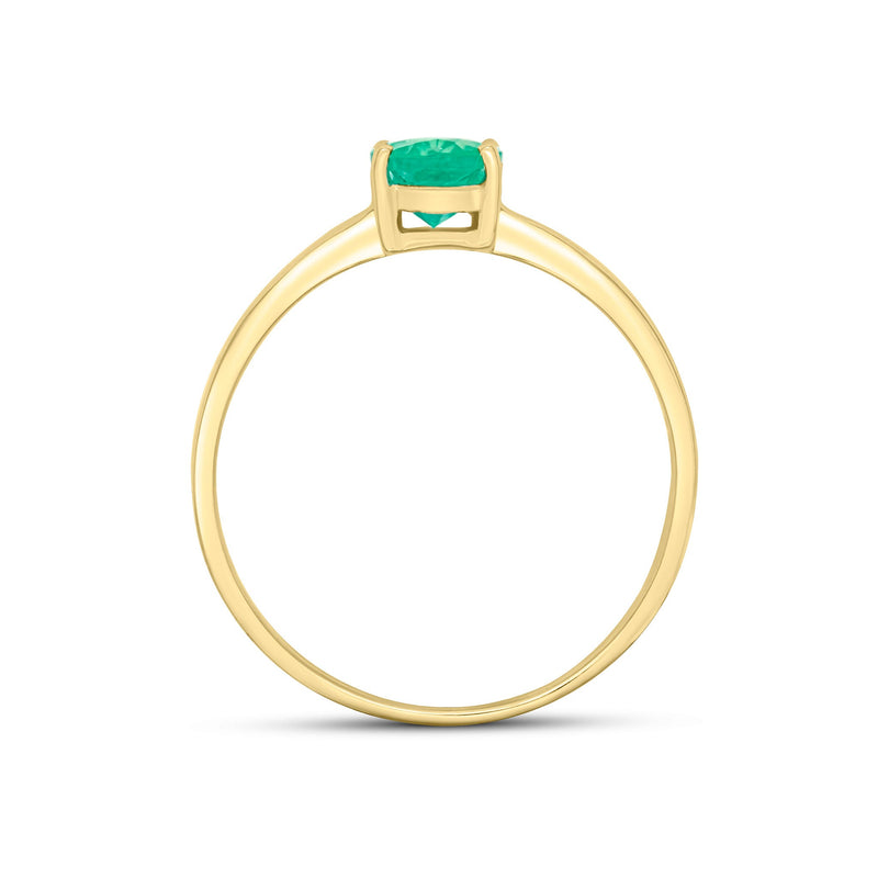 9ct Yellow Gold Oval Natural Emerald Claw Single Stone Ring — 7x5mm