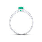 9ct White Gold Oval Natural Emerald Claw Single Stone Ring — 7x5mm