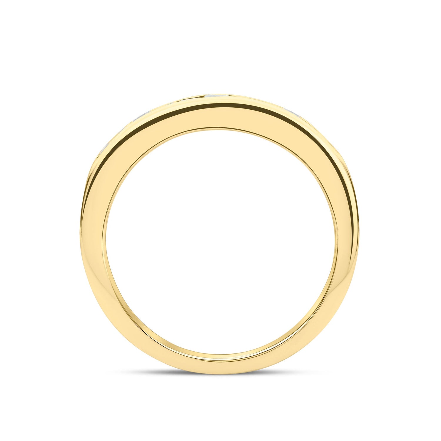 9ct Yellow Gold Square Natural Emerald Half Eternity Ring