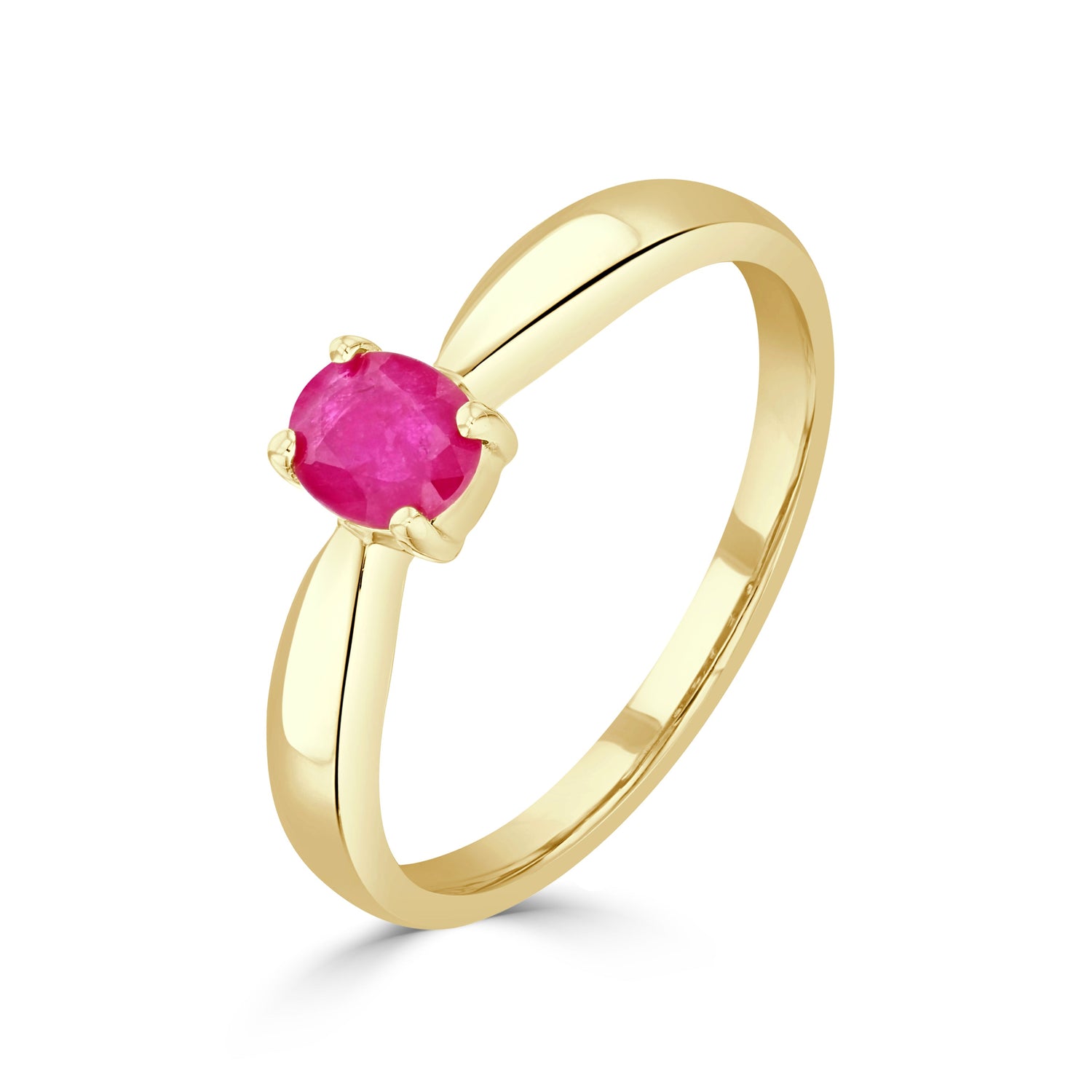 9ct Yellow Gold Oval Ruby Claw Ring — 5x4mm