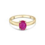 9ct Yellow Gold Oval Natural Ruby Claw Single Stone Ring — 7x5mm