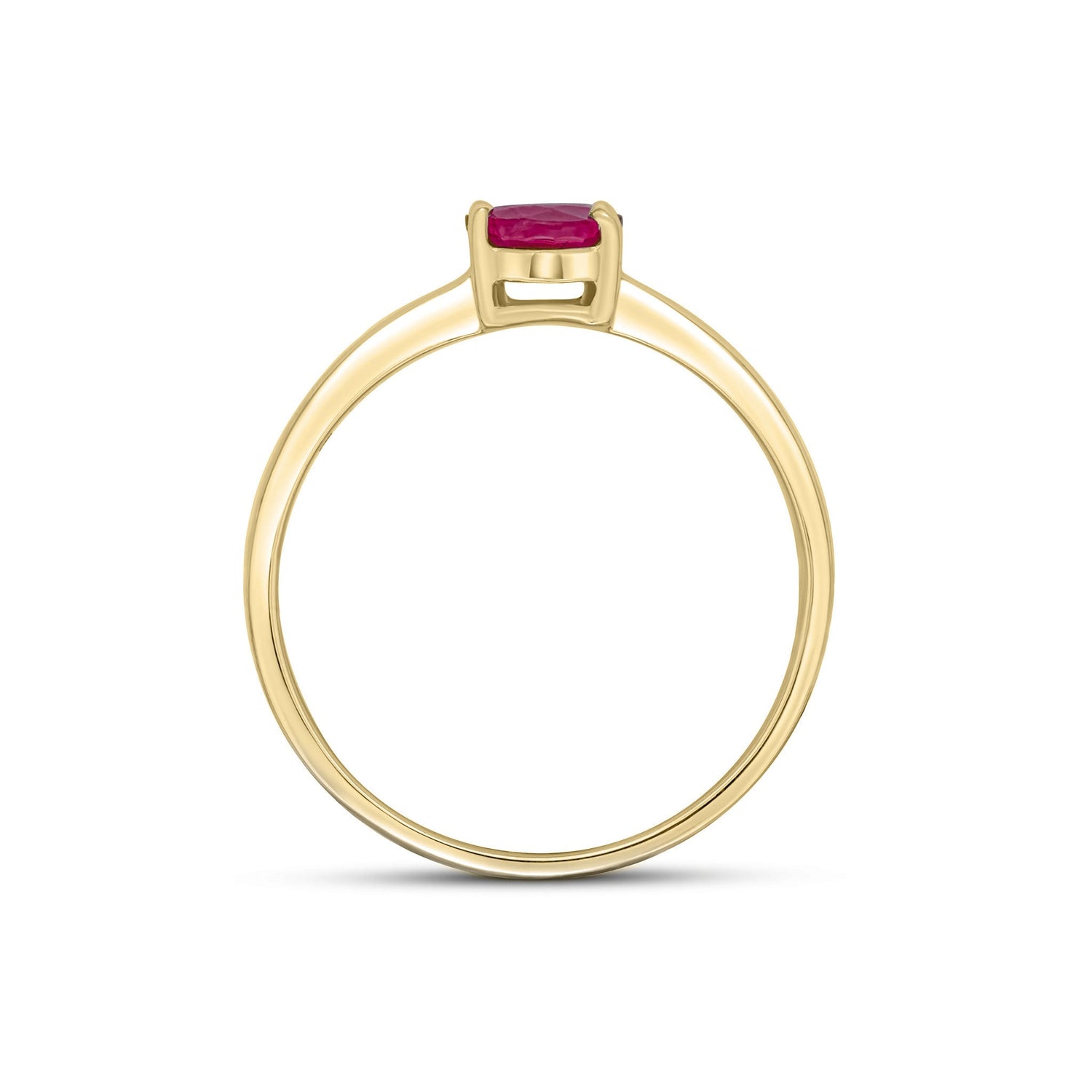 9ct Yellow Gold Oval Natural Ruby Claw Set Single Stone Ring — 7x5mm