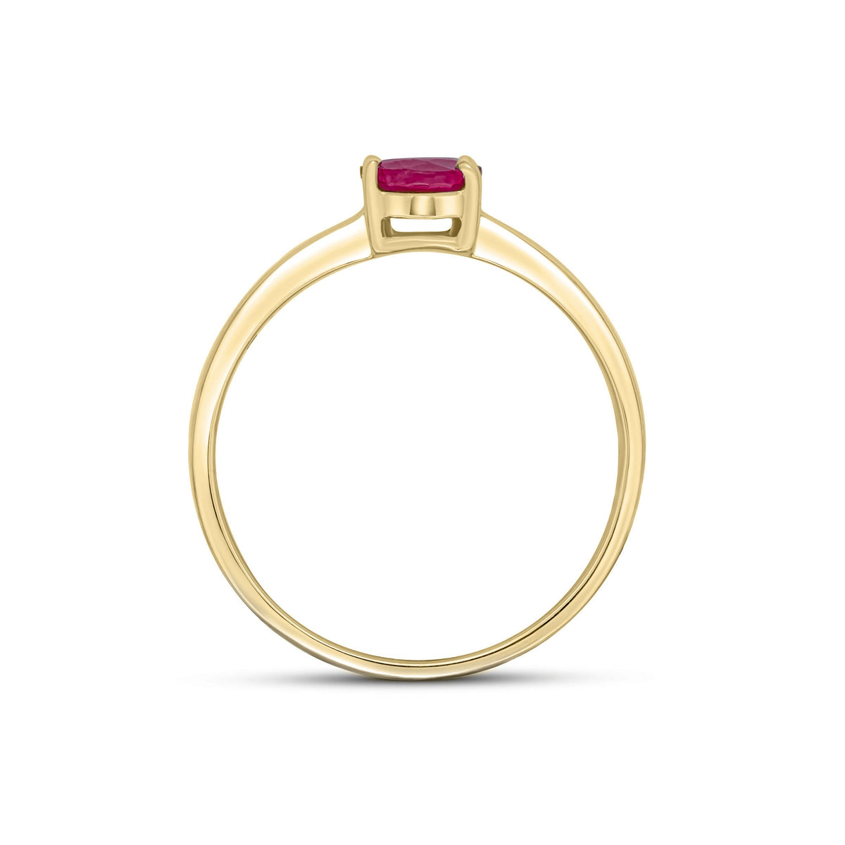 9ct Yellow Gold Oval Natural Ruby Claw Single Stone Ring — 7x5mm