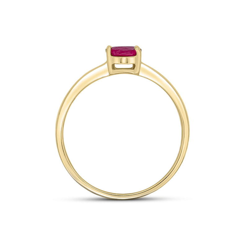 9ct Yellow Gold Oval Natural Ruby Claw Single Stone Ring — 7x5mm