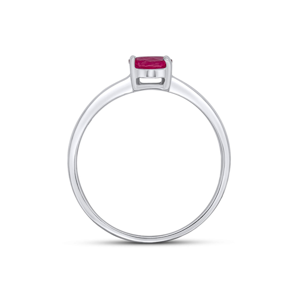 9ct White Gold Oval Natural Ruby Claw Single Stone Ring — 7x5mm