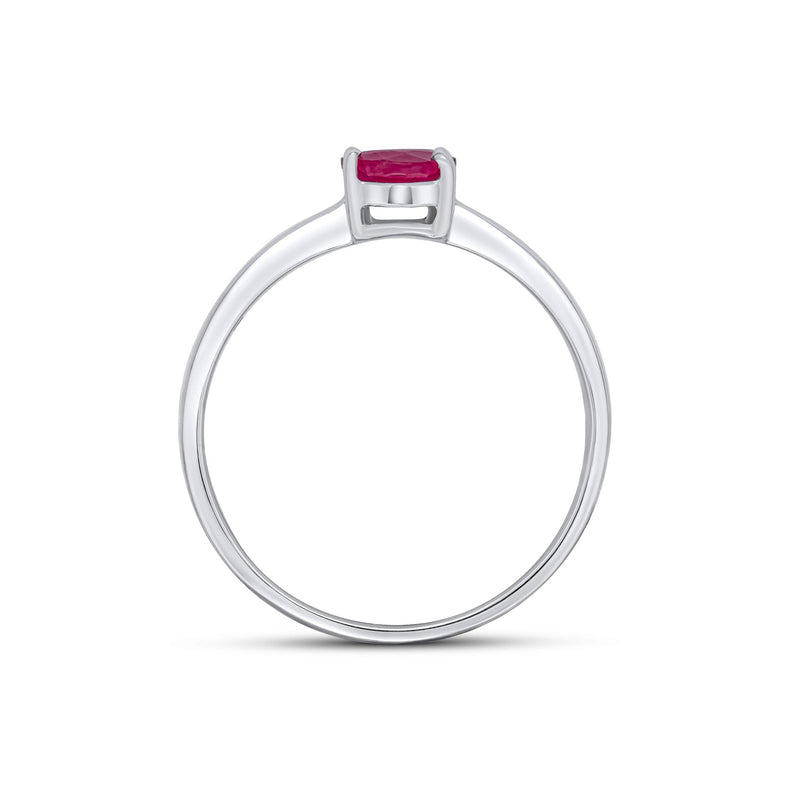 9ct White Gold Oval Natural Ruby Claw Single Stone Ring — 7x5mm