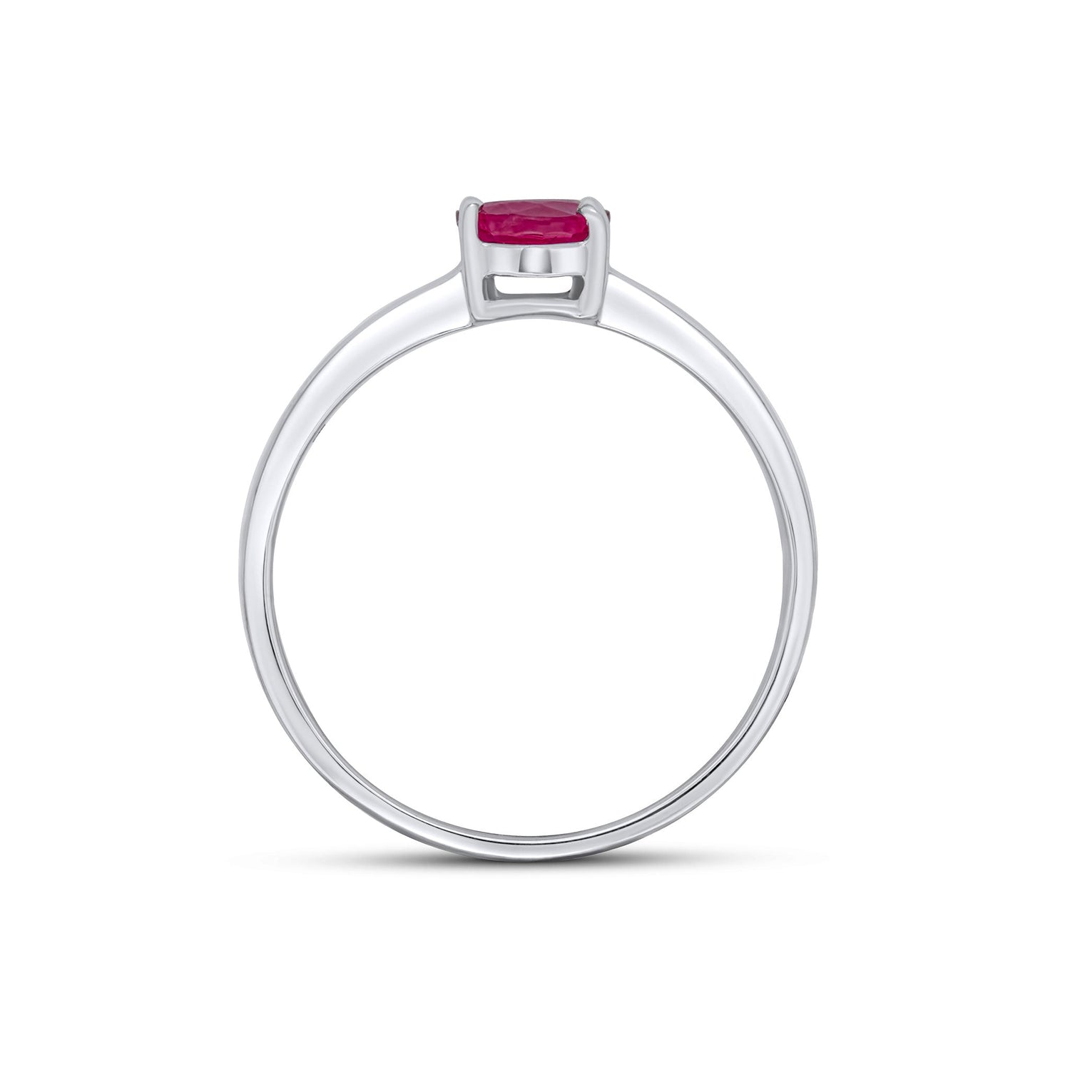 9ct White Gold Oval Natural Ruby Claw Set Single Stone Ring — 7x5mm