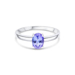 9ct White Gold Oval Natural Tanzanite Claw Single Stone Ring — 7x5mm