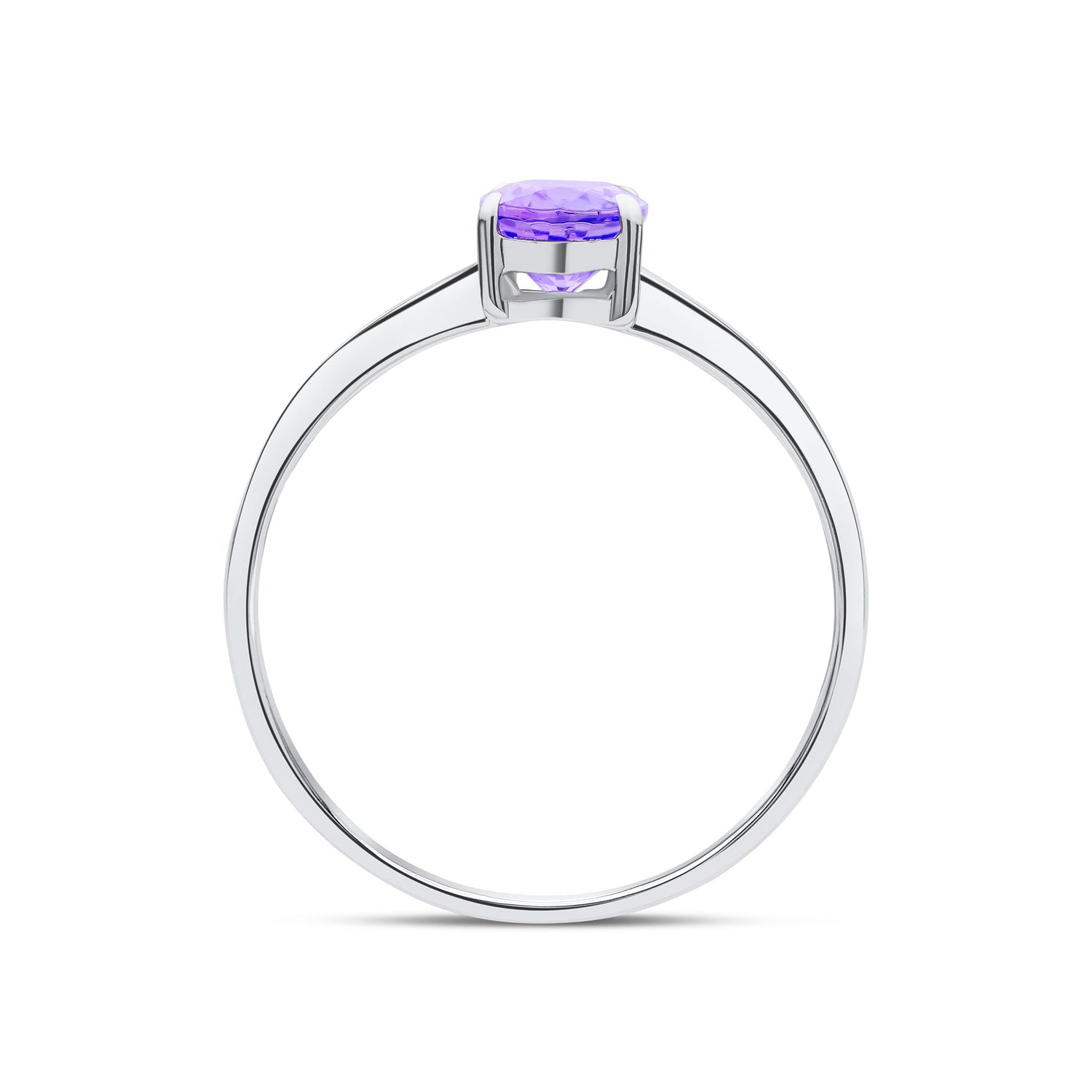 9ct White Gold Oval Natural Tanzanite Claw Set Single Stone Ring — 7x5mm