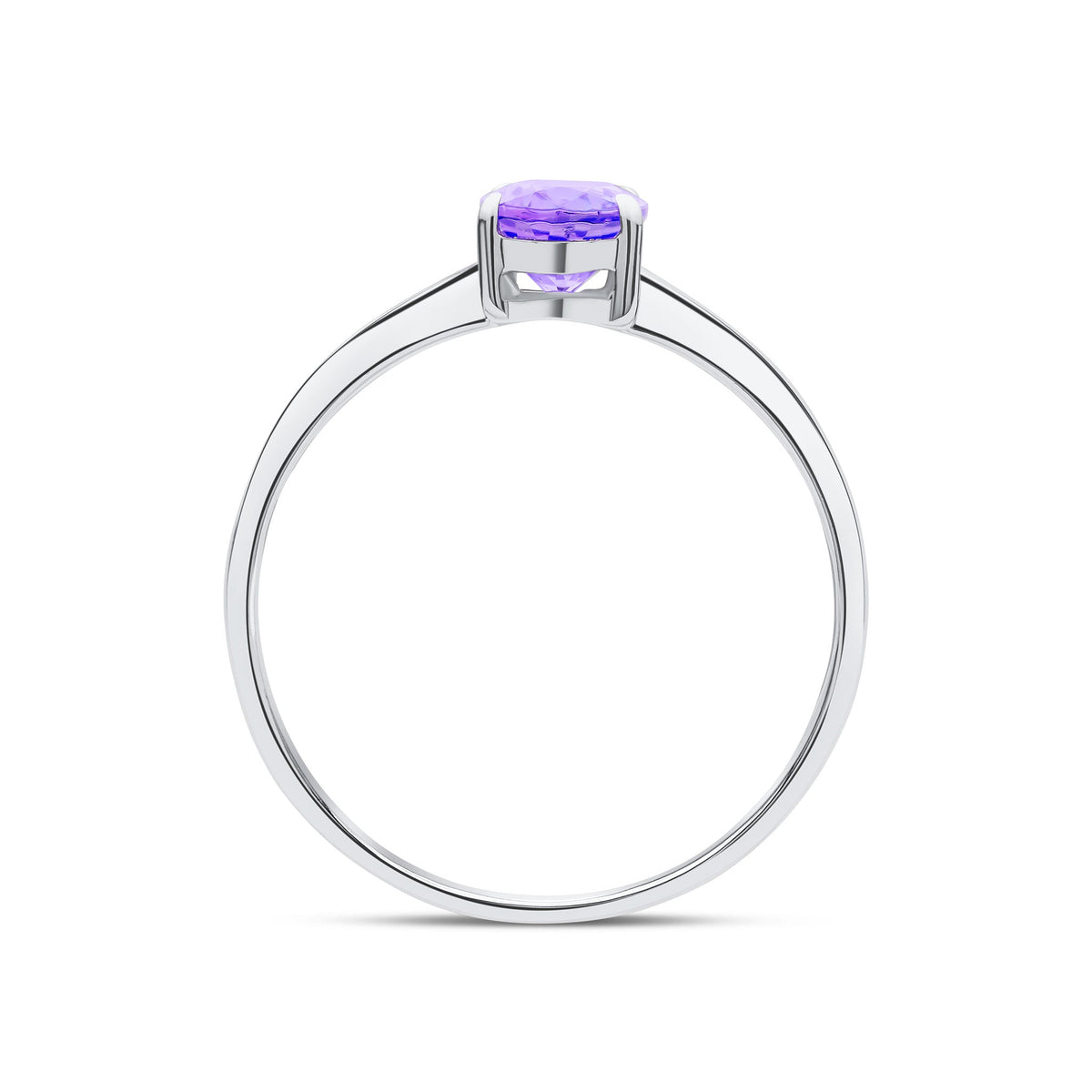 9ct White Gold Oval Natural Tanzanite Claw Single Stone Ring — 7x5mm