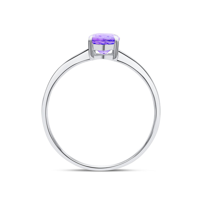 9ct White Gold Oval Natural Tanzanite Claw Single Stone Ring — 7x5mm