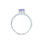 9ct White Gold Round Natural Tanzanite Claw Single Stone Ring — 6mm