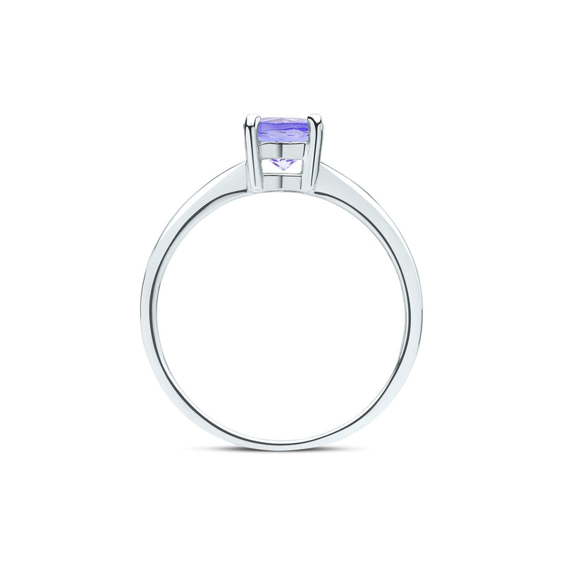 9ct White Gold Round Natural Tanzanite Claw Single Stone Ring — 6mm