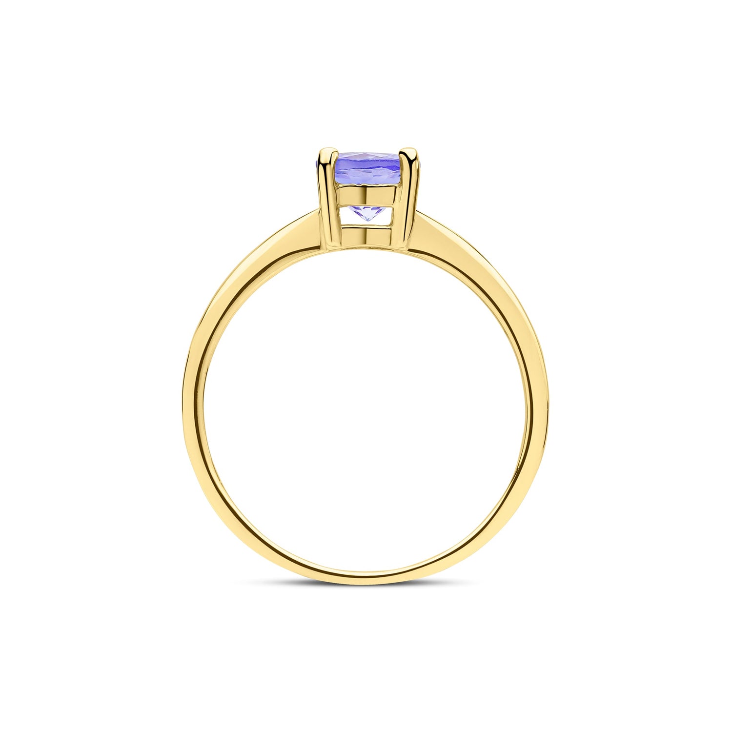 9ct Yellow Gold Round Natural Tanzanite Claw Ring — 6mm