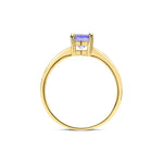 9ct Yellow Gold Round Natural Tanzanite Claw Single Stone Ring — 6mm
