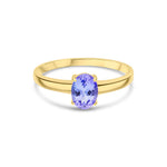 9ct Yellow Gold Oval Natural Tanzanite Claw Single Stone Ring — 7x5mm