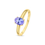 9ct Yellow Gold Oval Natural Tanzanite Claw Single Stone Ring — 7x5mm