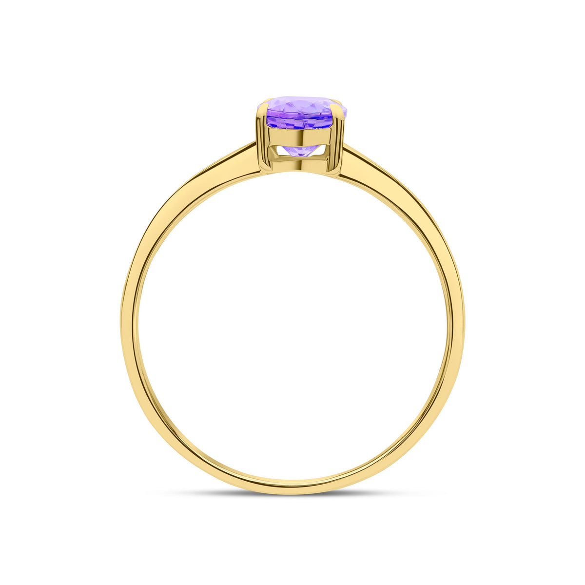 9ct Yellow Gold Oval Natural Tanzanite Claw Single Stone Ring — 7x5mm